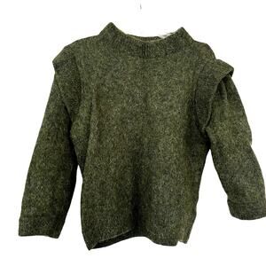 Zara Green Alpaca Wool Crewneck Pullover Sweater Size Medium